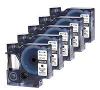 Wonfoucs 45013 Compatibile con nastro Dymo etichette D1 12 mm x 7 m A45013 S0720530, Compatibile con Dymo LabelManager 160 210D 260P 280 300 350 400 420P, nero su bianco, 5 pezzi