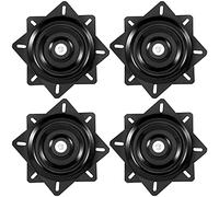 WONGWAI - Set di 4 sgabelli da bar resistenti da 16,25 cm, di ricambio girevoli, girevoli a 360°, con base quadrata girevole per sedia reclinabile o mobili, colore: nero