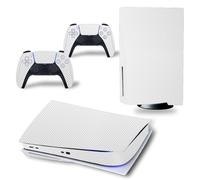 Wonhomke per PS5 Disk-based Edition Skin Sticker Decal Cover Fibra di Carbonio per Console Playtation 5 e 2 Controller PS5 Skin Sticker (Bianco)