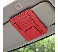 Woniyal Porta Documenti Auto per Aletta Parasole Fiat 600 600e 2023 2024 2025 2026, Organizer Parasole Auto in Pelle con Porta Occhiali e Tasche Porta Carte,Red