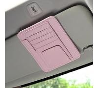 Woniyal Porta Documenti Auto per Aletta Parasole Ford Fiesta MK6 2008-2017, Organizer Parasole Auto in Pelle con Porta Occhiali e Tasche Porta Carte,Pink