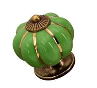 WonJoxel Pomelli per porte in ceramica, sette colori, foro singolo, per camera dei bambini, cassetti, stile rurale, maniglia per porta in ceramica (6 pezzi) (verde)