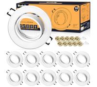 Wonkelly Cornice Faretti da Incasso GU10, incl. Portalampada GU10 per Faretti LED da Incasso per Cartongesso, Rotondo Bianco Ø68mm Orientabili a 30° Cornice per LED e Alogene, Set da 10