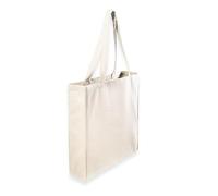 Wonky Line borsa tote in canvas - resistente cotone 300 g/m² - design con soffietto - manici lunghi - borsa shopping riutilizzabile - ecologica - ampia e versatile (Naturale)