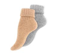 Wonky Line Calze in lana alpaca termiche - Beige&Grigio / 39-42
