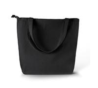 Wonky Line Grande borsa tote in tela con cerniera e tasca interna, resistente cotone 280 g/m², borsa della spesa riutilizzabile - borsa a tracolla extra large per donna, viaggi, lavoro (Nero)