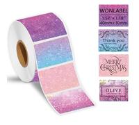 Wonlabel Etichette termiche rotonde per il lavoro e la casa, stampante termica per il disegno del logo fai da te, biglietto di ringraziamento, 230 pcs/1 rotolo, 40 mm x 30 mm, viola