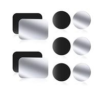 WONLIVE - Piastra di montaggio in metallo per supporto magnetico da auto, confezione da 10 - Piastra metallica autoadesiva per cellulare, 6 rotonde e 4 rettangoli, nero e argento