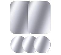 WONLIVE Piastra metallica, Placche metalliche adesive per porta cellulare da auto magnetico Piastra metallo universale con adesivo per calamita per cellulare auto, 3Rotondi e 2 Rettangolari, Argento