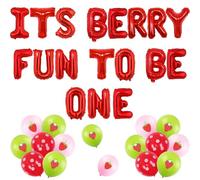 Wonmelody Berry 1st Birthday Decor with It's Berry Fun To Be One Balloon Banner Berry First Birthday Banner Berry Sweet One Compleanno Decorazione per festa di compleanno per fragole Sweet One Girls