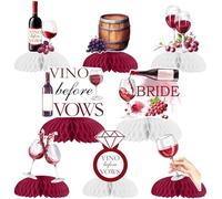 Wonmelody Decorazione per feste di addio al nubilato con vino, 8 pezzi, centrotavola a nido d'ape Vino Before Vows Vino Before Vows Bachelorette Decor Degustazione di vini Borgogna Centrotavola