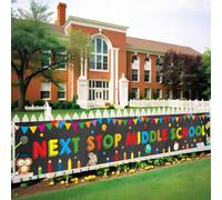 Wonmelody Decorazione per feste di laurea per quinta laurea, Next Stop, striscione per cortile della scuola media, benvenuto alla scuola media, decorazione per feste di laurea per feste di 5° grado