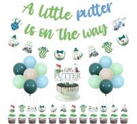 Wonmelody Decorazioni da golf per baby shower con A Little Putter is On the Way Banner Ball Cart Ghirlande Golf-Partee Cupcake Topper Tee Time o Tea Party Tema Sport Sesso Rivelare Forniture per