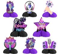 Wonmelody Decorazioni da tavolo per karaoke, 8 pezzi, centrotavola a nido d'ape per karaoke, decorazioni per feste rock n roll, musica per baby shower, per microfono, musicale, compleanno, matrimonio