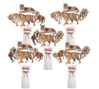 Wonmelody Decorazioni da tavolo tigre, 24 pezzi, realistici centrotavola a forma di tigre, adesivi per centrotavola per compleanno, animali da tavola, safari nella giungla, forniture per fauna