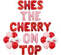 Wonmelody Decorazioni di compleanno con ciliegie She's The Cherry On Top Balloon Banner Cherry on Top Decorazione per feste a tema ciliegia Palloncini Decorazione per feste a tema frutta per festa di