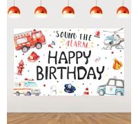 Wonmelody Decorazioni di compleanno di emergenza 1,8 x 1,1 m Happy Birthday Sound The Alarm Sfondo Banner Rescue Vehicle Compleanno Decor Team Rescue Sfondo Primo soccorritore Trasporto Festa