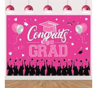 Wonmelody Decorazioni di laurea 2025 rosa acceso 2,1 x 1,5 m Congratulazioni Grad sfondo Banner Siamo così orgogliosi di te Finally Done Banner Decorazione di laurea per la classe del 2025 Senior High