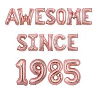 Wonmelody Decorazioni per il 40° compleanno in oro rosa impressionante dal 1985 Banner per 40° compleanno palloncino banner felice 40° compleanno banner Cheers to 40 Years Palloncini per donne