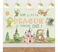 Wonmelody Decorazioni per il primo compleanno del drago 1,5 x 1 m Il nostro piccolo drago sta girando uno sfondo castello drago decorazione a tema per il primo compleanno del ragazzo decorazione drago