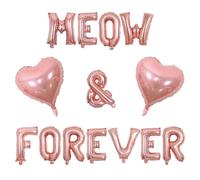 Wonmelody Decorazioni per la doccia nuziale a forma di gatto, Miao e Forever, palloncini a forma di cuore, in oro rosa, con scritta "I'm Getting Meowied Cat Lover", forniture per feste per addio al