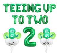 Wonmelody Golf 2 ° compleanno decorazioni Teeing fino a due decorazioni di compleanno palloncino banner numero 2 palloncino golf club carrelli Bday Set Let's Partee forniture per feste sportive per 2