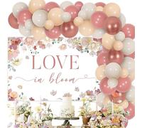 Wonmelody Love in Bloom Decorazioni per doccia nuziale Love in Bloom Sfondo Banner Floreale Palloncino Ghirlanda Decorazione a tema floreale per la futura sposa Doccia di fidanzamento Addio al