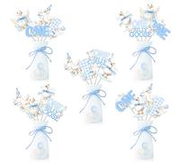 Wonmelody One Silly Goose Decorazione di compleanno Ragazzo 24 pezzi oca Centrotavola Adesivi Blu Oche Decorazione da Tavolo Oche Decorazione per il primo compleanno Decorazione a quadretti Animali