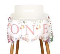 Wonmelody Prenota Decorazioni per il primo compleanno Ragazza Libro Tema Seggiolone Banner Primo Capitolo Seggiolone Banner Storybook 1 ° Compleanno Forniture per Rosa Verde Libri Floreali Club