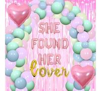 Wonmelody She Found Her Lover Macaron Decorazioni per feste di addio al nubilato arcobaleno pastello ghirlanda kit con tenda She Found Her Lover Bridal Shower Pink Gold Banner Bride To Be forniture