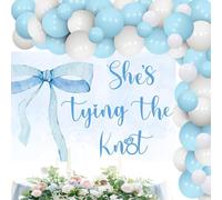 Wonmelody She's Tying the Knot Decor with She's Tying the Knot Sfondo Banner Dusty Blue Balloon Arch Garland Kit Blue Wedding Theme Decor per archi Tema Addio al nubilato Bridal Shower