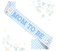 Wonmelody Silly Goose Decorazioni per baby shower a tema oca blu mamma per essere fascia sciocca oca a quadretti Baby Shower Sash Farm Animal Baby Shower Forniture per divertente oca anatra genere