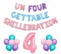 Wonmelody Sirena 4° Compleanno Decorazioni Indimenticabile Shellebration Decorazione Palloncino Banner Pearl Shell Numero 4 Palloncino Oceano Tema Under the Sea Sirenetta 4° Compleanno Decors