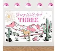Wonmelody Western Cowgirl 3 ° compleanno decorazioni giovane selvaggio e tre sfondo banner 1,5 * 1 m tema occidentale decorazioni di compleanno rodeo selvaggio compleanno sfondo foto selvaggio West
