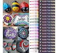 WONSAR Pennarelli acrilici per pittura su pietra, pittura su roccia, vetro, legno, decorazioni in carta, biglietti d'auguri, regali per bambini Bambini(18 Punta fine)