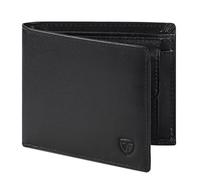 WONSEFOO Portafoglio Uomo Vera Pelle Blocco RFID, Piccolo con 9 scomparti per carte di credito, 1 portamonete, 1 Finestra ID, Set Regalo - Nero (Minimalista)