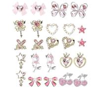 Wonsfuleu Decorazioni per Unghie - Set Decorazioni Unghie 3D per Manicure,Strass Charm Ciliegie Stelle Cuori Fiori Farfalle Fiocchi per Principianti per Creare Manicure Stilosa