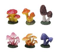 Wonsfuleu Figurine di funghi per il giardino,piccole figure di funghi | 6 figurine di funghi per la casa | Modello di fungo colorato in resina, figurine di funghi da giardino fatato