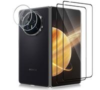 Wonsoso Pellicola protettiva per Honor Magic V3, confezione da 2 + 2 pellicole 3D in vetro temperato per bordi curvi e protezione per obiettivo della fotocamera, durezza 9H, copertura completa
