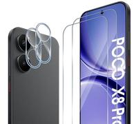 Wonsoso Pellicola protettiva per lo schermo per Xiaomi POCO X8 Pro 5G, confezione da 2 pellicole protettive in vetro temperato e 2 pellicole protettive per obiettivo della fotocamera, HD trasparente