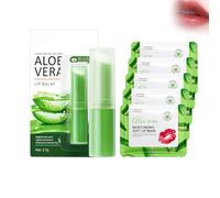Wonsters Balsamo per labbra all'aloe vera e maschera per labbra 5 pezzi, maschera per labbra all'aloe vera 5 pezzi, maschera idratante per labbra per la cura delle labbra giorno e notte lipstick