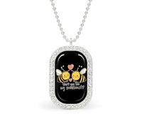 Won't You Bee My Sweetheart - Collana con ciondolo quadrato di bigiotteria con bordo bianco, lega