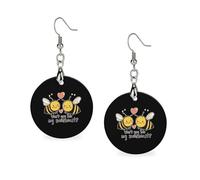 Won't You Bee My Sweetheart Orecchini in legno da donna rotondi pendenti pendenti orecchini gioielli alla moda 3,0 x 6,1 cm