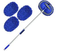 Wontolf Spazzola per lavaggio auto con manico lungo in microfibra di ciniglia da 150 cm, kit per lavaggio auto, kit di pulizia per la cura dell'auto, asciugamani di ricambio antigraffio per auto,