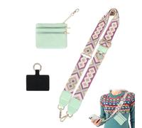 Wonuante Sangle de Téléphone avec Pochette à Fermeture Éclair, Chaîne de Téléphone Portable Réglable Universelle,Tracolla per cellulare avec Portefeuille, pour Tous les Smartphones (Verde)