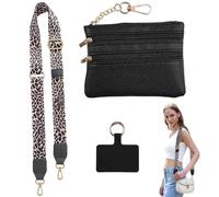 Wonuante Sangle de Téléphone avec Pochette à Fermeture Éclair, Chaîne de Téléphone Portable Réglable Universelle,Tracolla per cellulare avec Portefeuille, pour Tous les Smartphones (Nero)