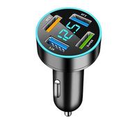 Wonvify Caricabatterie Auto USB 66W, 4 Porte Presa USB a Ricarica Rapida 12V con Voltmetro LED, Caricatore Accendisigari Rapido Universale per i-Phone/Samsung/Xiaomi (Nero)