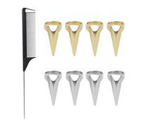 Wonvify Pettine a Coda 1 pezzi e Strumento per Separare i Capelli 8 pezzi, Dreadlocks Trecce Strumento per Intrecciare i Capelli, Arricciare, Anelli per Trecce Capelli per Styling per Intrecciatura H