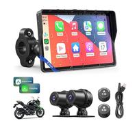 WonVon 5 Inch Motor CarPlay GPS Navigazione Pantalla para Moto con TPMS | Con doppia videocamera 2K, audio Bluetooth, motore GPS impermeabile IP 68 per Apple CarPlay e sistema automatico Android