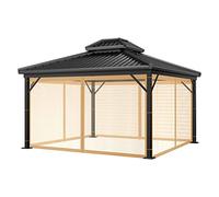 Wonwon - Zanzariera di ricambio per gazebo da patio, 4 pannelli con cerniera, per giardino (marrone, 2,5 x 2,5 m)